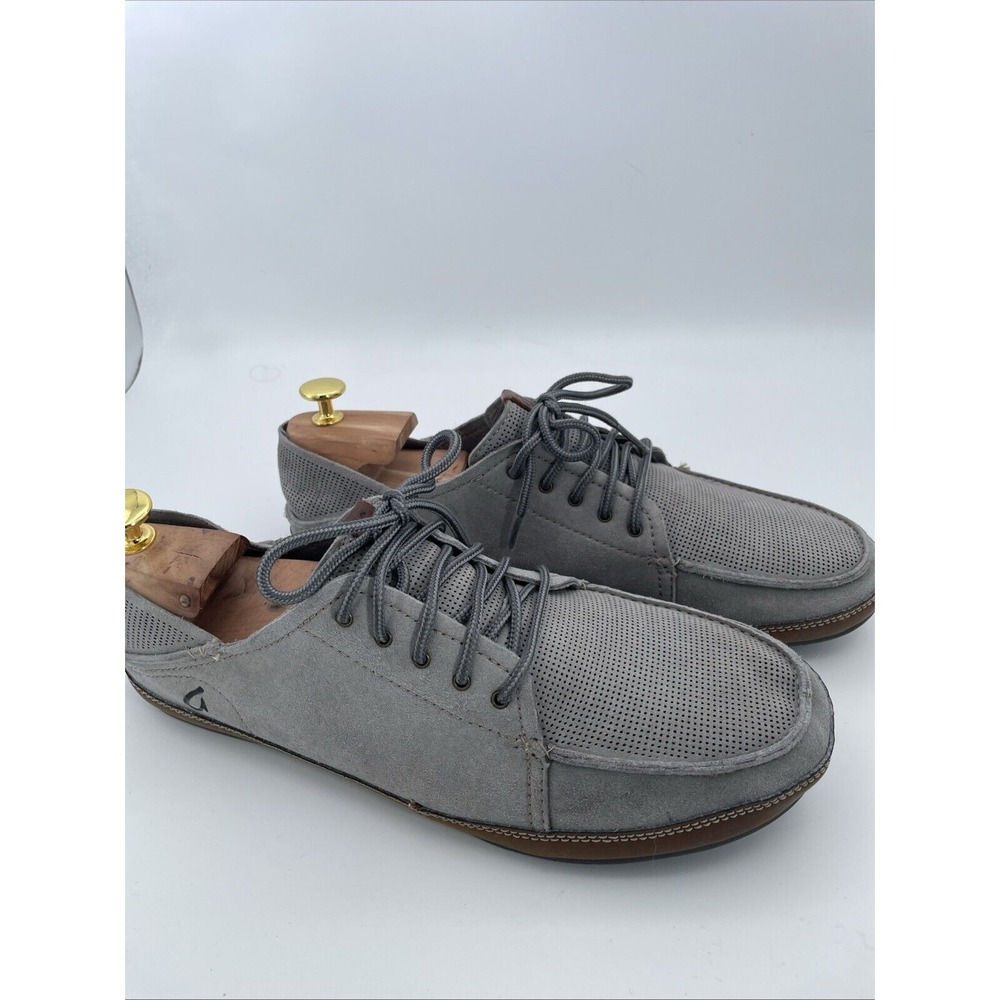 Olukai Women's‎ Size 10 D Taupe Gray Suede Lace Up Casual Low Top Shoes